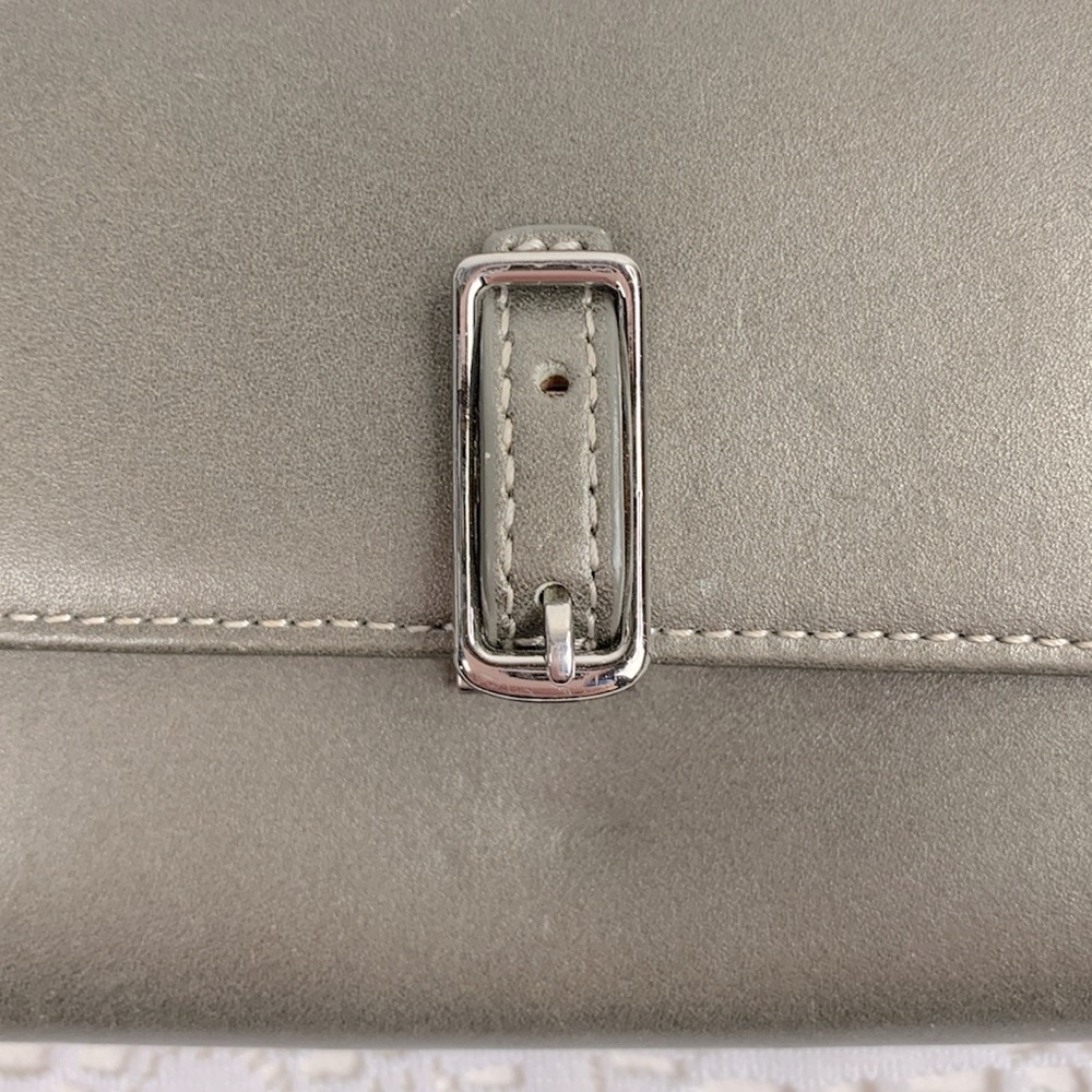 Vintage Coach Leather Wallet Gray Silver Clasp opening Zip Pocket Signature C - Picture 4 of 17